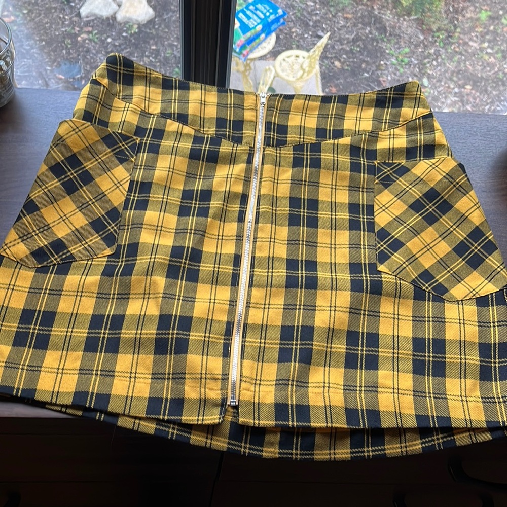 Yellow flannel pencil skirt